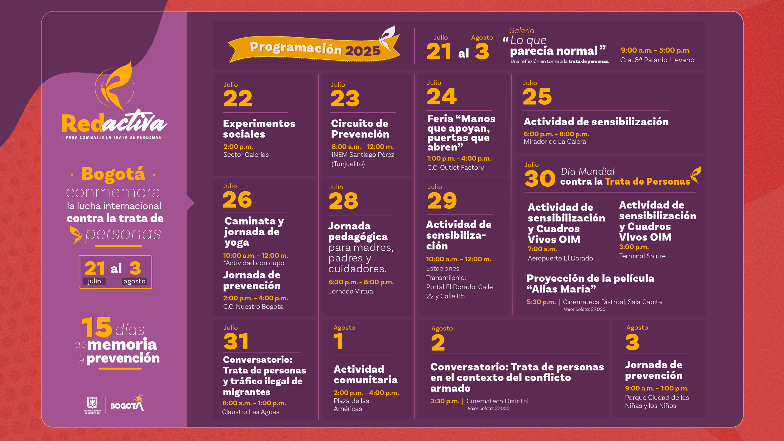 Pieza gráfica con la agenda de la RedActiva 2025