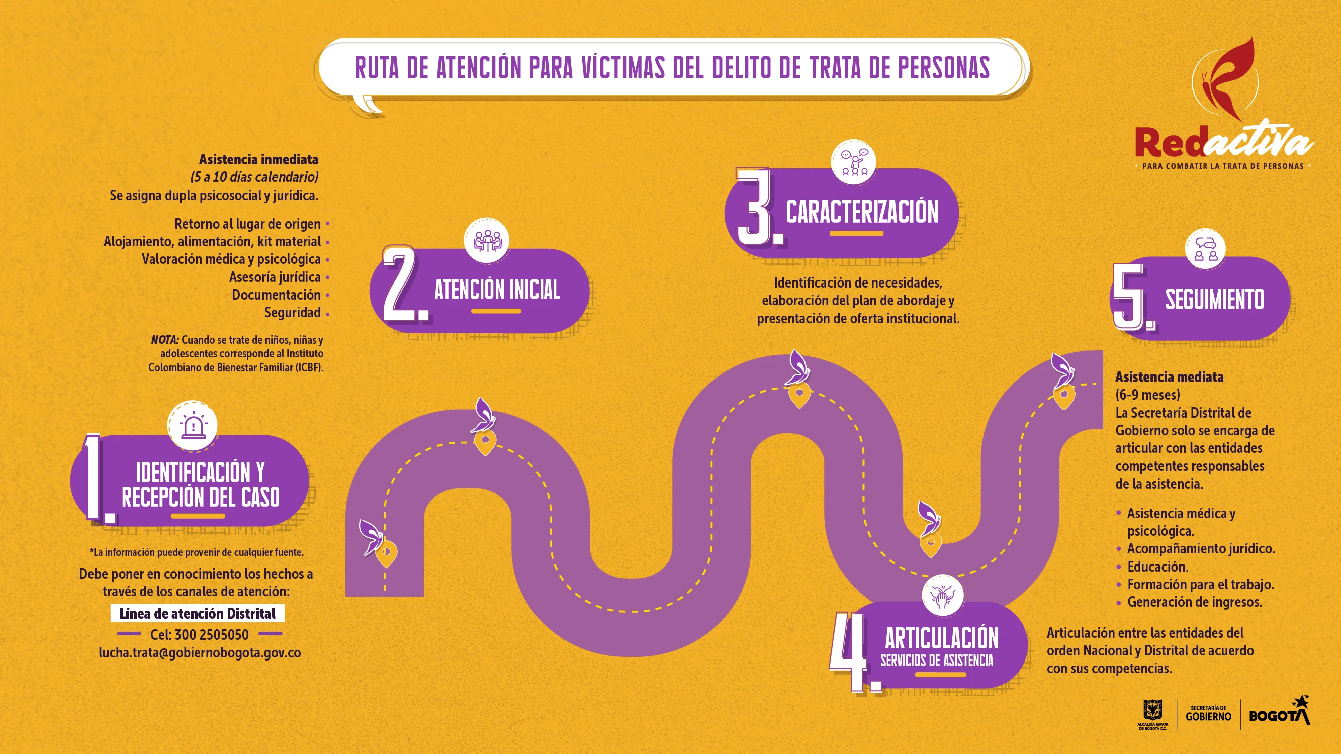 Infografía que explica la ruta de atención de la RedActiiva