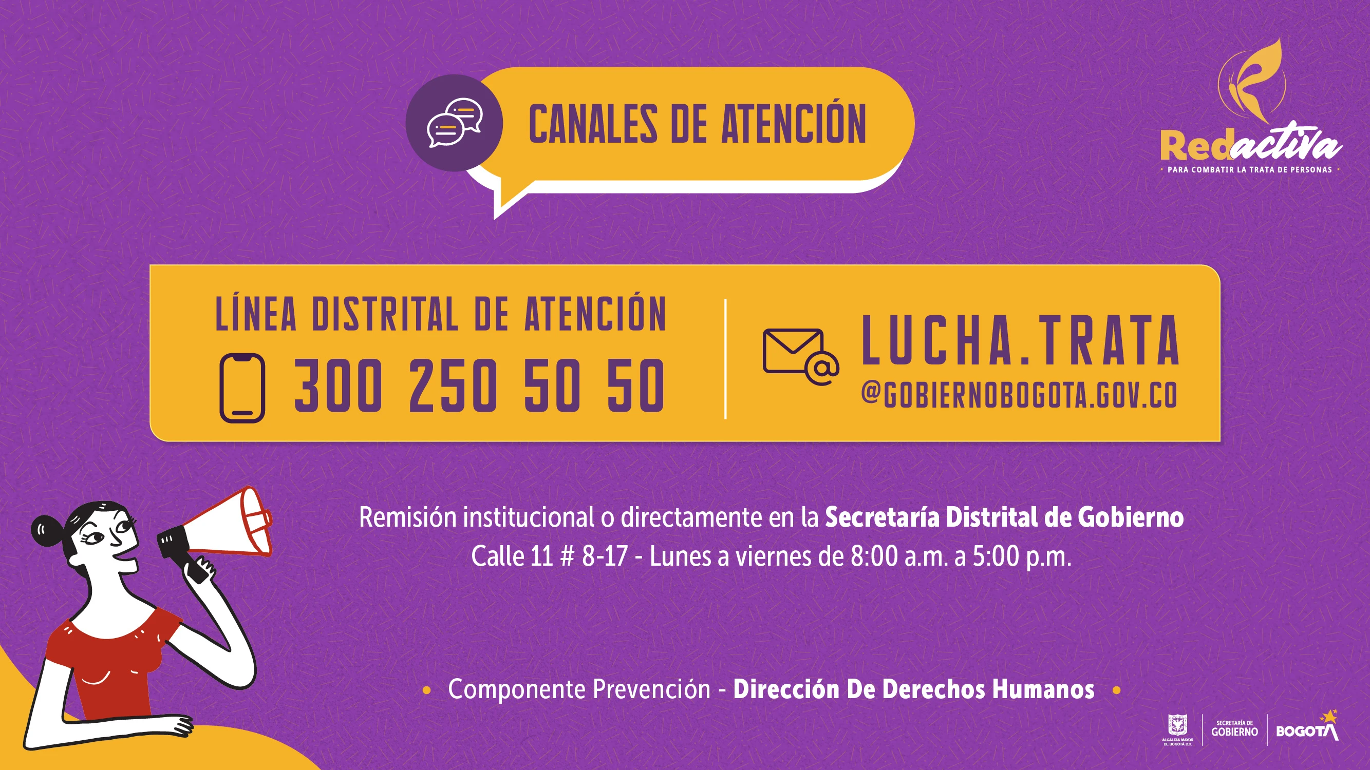 Pieza gráfica que relaciona las líneas de atención de la RedActiva