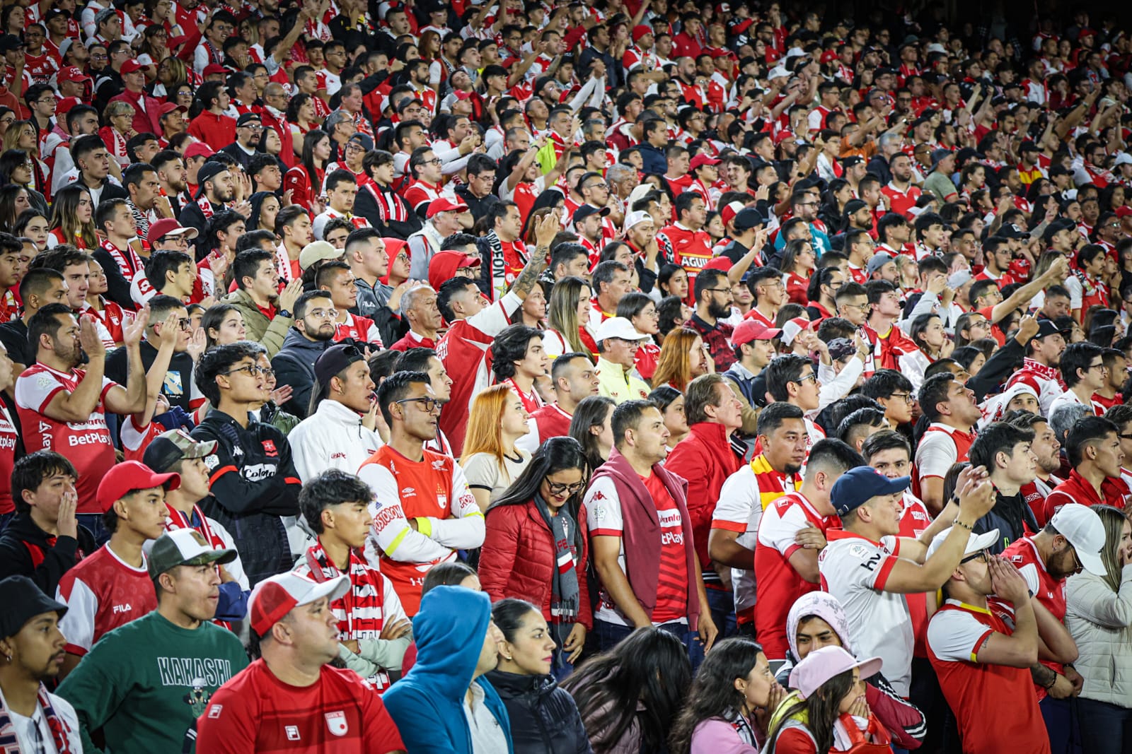 Foto de los hinchas de Santa Fe alentando a su equipo
