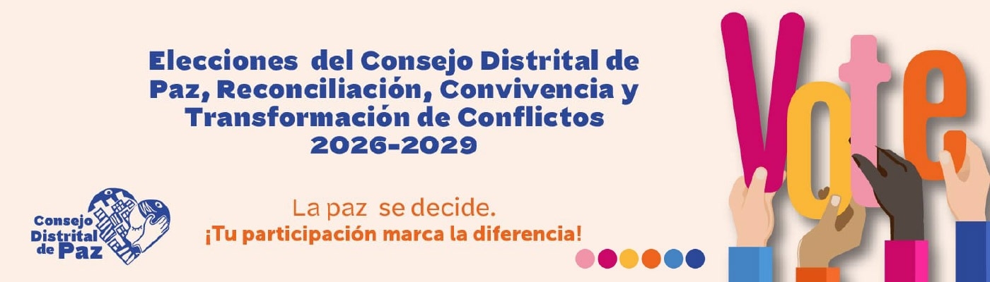 Pieza gráfica para la votación del Consejo Distrital de Paz, Reconciliación, Convivencia y Transformación de Conflictos para el periodo 2026-2029