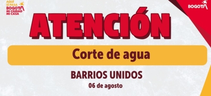 Aviso de corte de agua el 6 de agosto en Barrios Unidos 