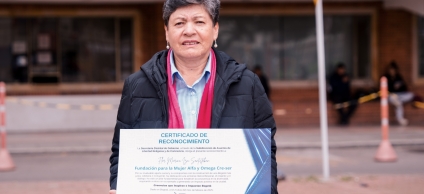 Flor Marina Iza, lideresa de la Fundación para la Mujer Alfa y Omega Cre-ser