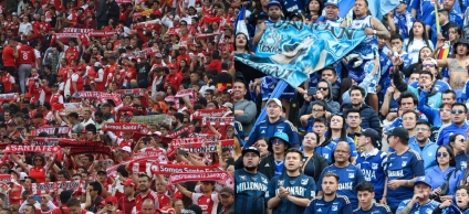 Hinchas de Independiente Santa Fe y Millonarios