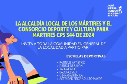 Imagen con texto invitando a las Inscripciones en nuestras Escuelas de Formación Artísticas, Culturales y Deportivas