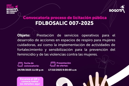 Convocatoria proceso de Licitación pública FDLBOSALIC 007-2025
