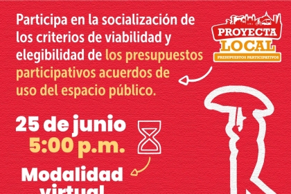 Participa en la socialización de los criterios de viabilidad y elegibilidad de los presupuestos participativos: acuerdos de uso del espacio público