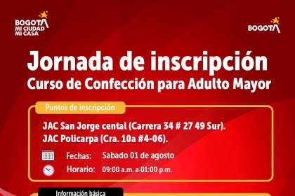 Jornada de inscripción Curso de Confección para Personas Mayores