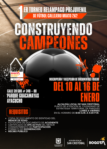 Una oportunidad increíble para demostrar tus habilidades, disfrutar del deporte y construir momentos inolvidables. Inscribe tu equipo del 10 al 16 de enero en cualquiera de las dos sedes: Parque Guacamayas o Parque Marbella.