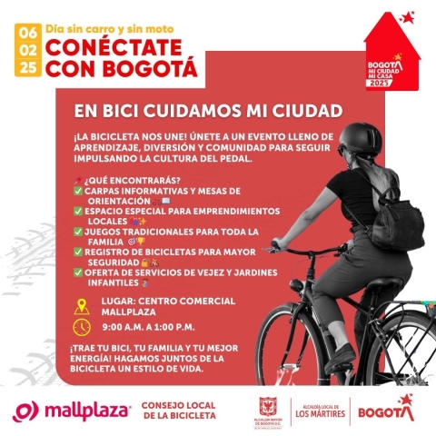 Banner con información relacionada a un evento deportivo y recreativo durante la jornada del día sin carro