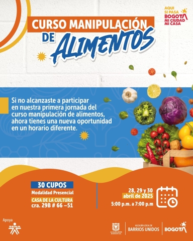 Curso de Manipulación de Alimentos en Barrios Unidos 
