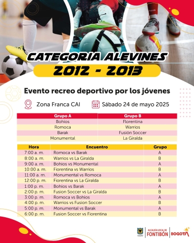 Pieza grafica con una tabla en la que se muestran los nombres de los 8 equipos que competirán y  la tabla con los 12 partidos que se disputarán. 
