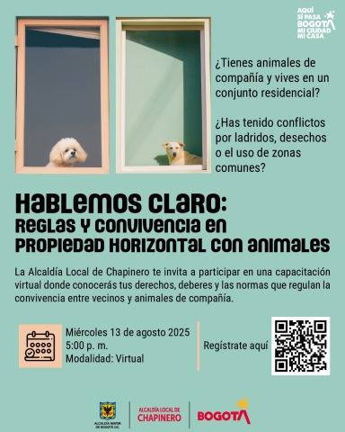 Pieza gráfica de curso de mascotas y propiedad horizontal
