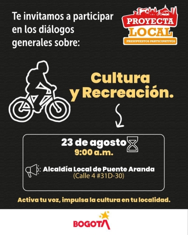 Te invitamos a participar en los diálogos generales sobre Cultura y Recreación.