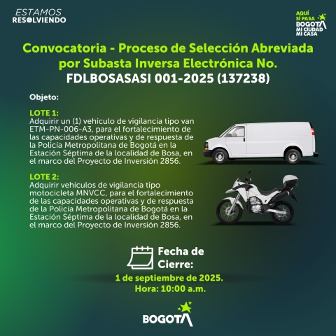 Convocatoria - Proceso de Selección Abreviada por Subasta Inversa Electrónica