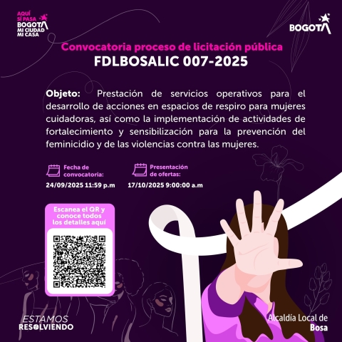Convocatoria proceso de Licitación pública FDLBOSALIC 007-2025