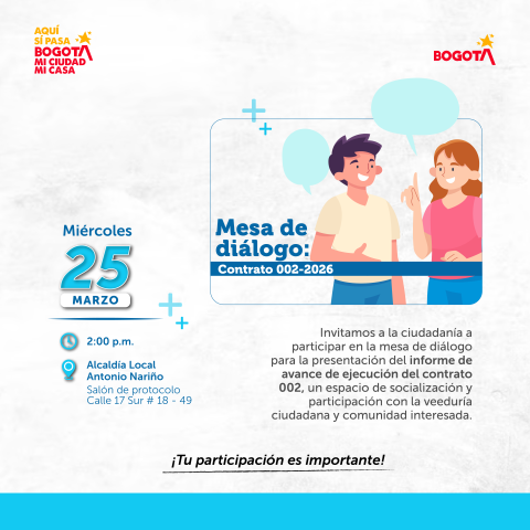 Mesa de diálogo en Antonio Nariño – Contrato 002-2026