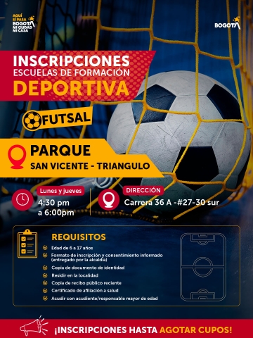INSCRIPCIONES ESCUELAS DE FORMACIÓN DEPORTIVA - Tunjuelito