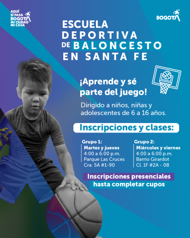 La Alcaldía Local de Santa Fe invita a la comunidad a participar en la Escuela Deportiva de Baloncesto