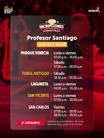 INSCRIPCIONES 2026 DE GIMNASIOS PÚBLICOS - ALCALDÍA LOCAL DE TUNJUELITO
