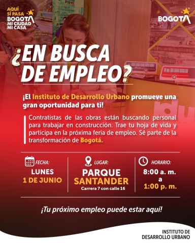 Feria de empleo en el Parque Santander. Lleva tu hoja de vida y conoce nuevas oportunidades laborales.