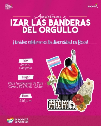 Izada de las banderas del orgullo en Bosa