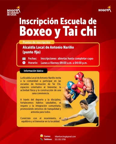Inscripciones Escuela de Boxeo y Tai Chi