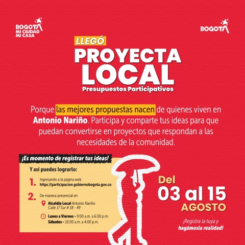 Proyecta Local , registro de propuestas en Antonio Nariño