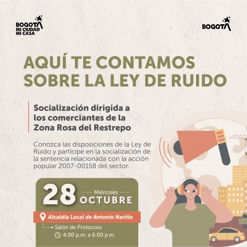 Alcaldía Local de Antonio Nariño socializará la Ley de Ruido con comerciantes de la Zona Rosa del Restrepo