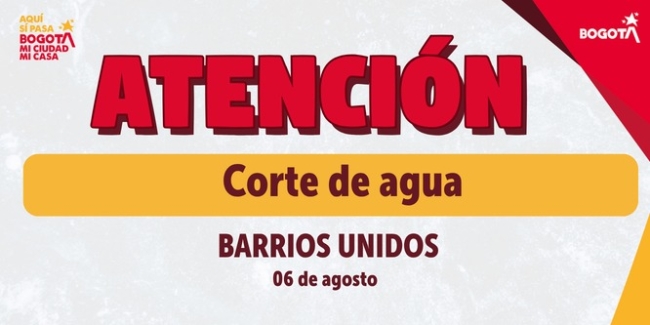 Aviso de corte de agua el 6 de agosto en Barrios Unidos 