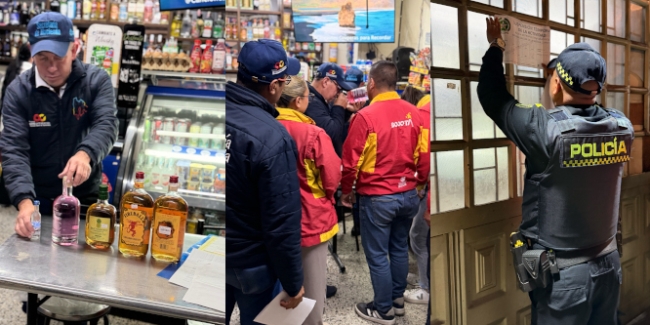 Durante la jornada se visitaron cuatro establecimientos de comercio. En uno de ellos se incautaron bebidas alcohólicas sin sello de la Gobernación de Cundinamarca