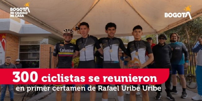 Podio de la categoría de 15 a 20 años en el primer certamen ciclístico