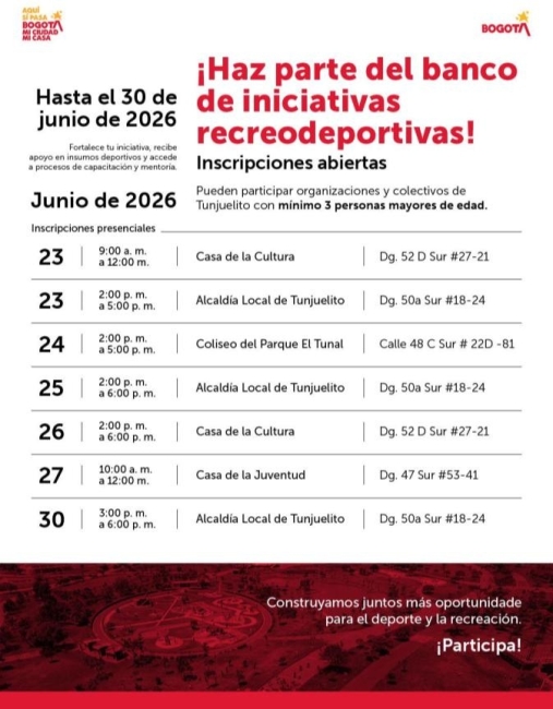 Fotografía relacionada con: Tunjuelito abre inscripciones para fortalecer iniciativas recreodeportivas de la comunidad
