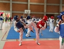 Niños atletas en practica de taekwondo