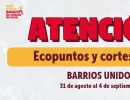 Ecopuntos y corte de agua en Barrios Unidos del 31 de agosto al 4 de septiembre 2026